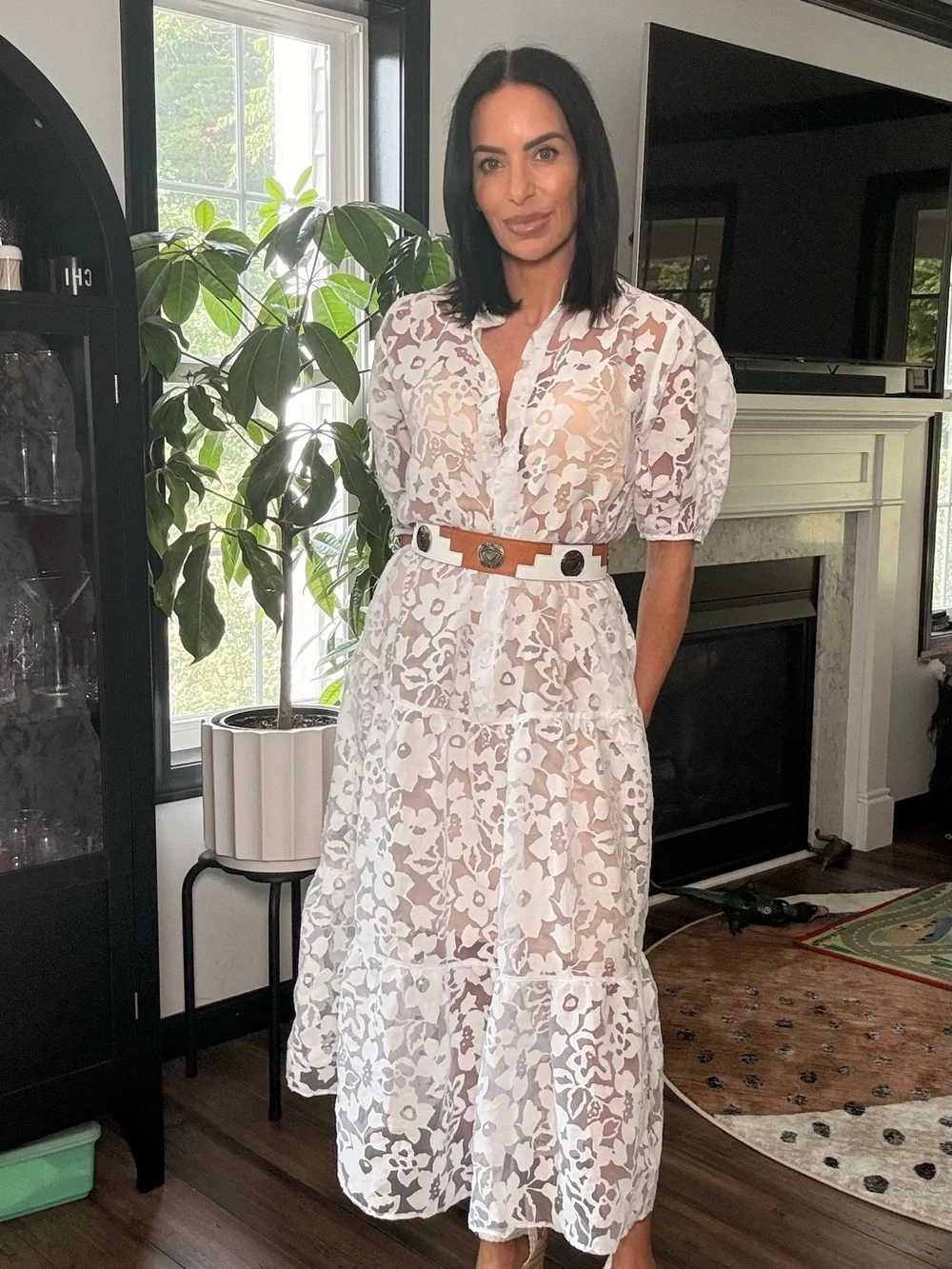 Ted Baker Claarey Floral Motif Tiered Midi Dress Oversized Excellent Condition 0 - Picture 5 of 6